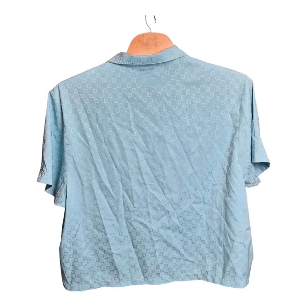 Nike Jordan Essentials Men's 3XL Blue 23 Monogram Camp Collar Button Up Shirt
